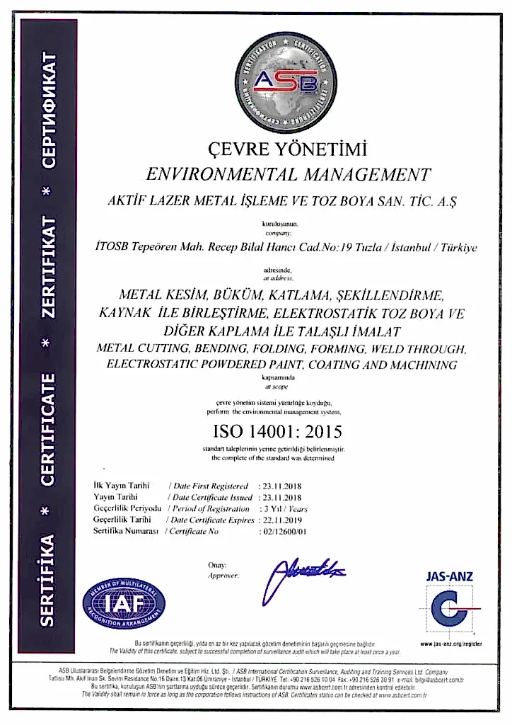 ISO-14001 ISO-14001 kalite sertifikası