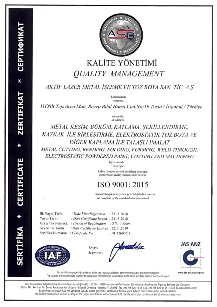 ISO-9001 ISO-9001 kalite sertifikası