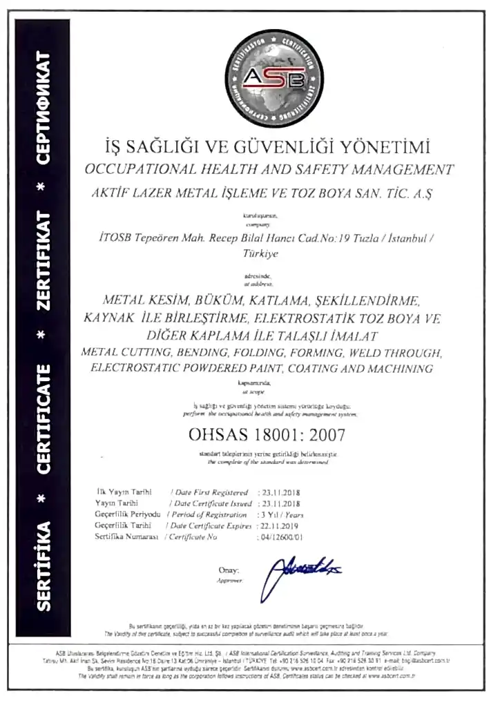 OHSAS-18001 sertifikalar